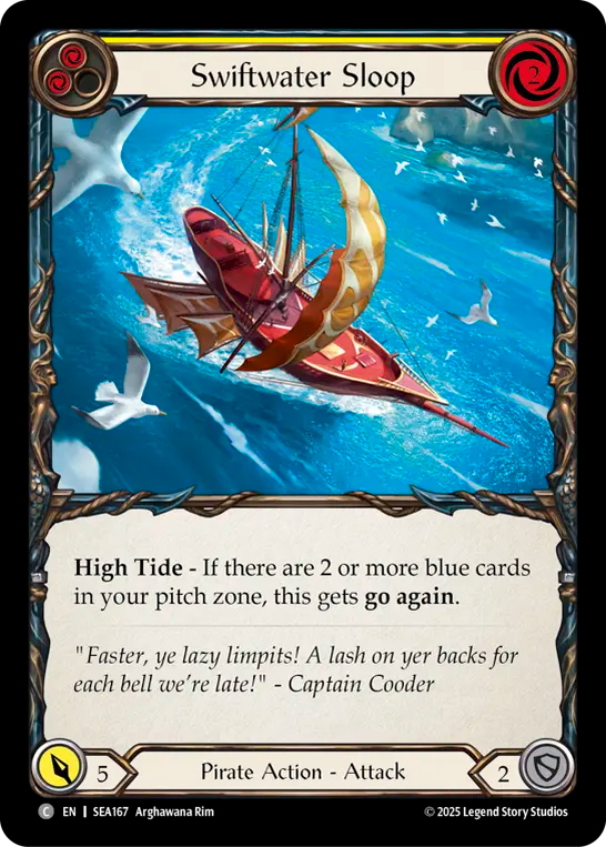(167) Flesh & Blood TCG High Seas Single: Swiftwater Sloop (Yellow) (Regular) Common