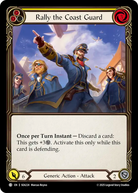 (224) Flesh & Blood TCG High Seas Single: Rally the Coast Guard (Yellow) (Rainbow Foil) Common