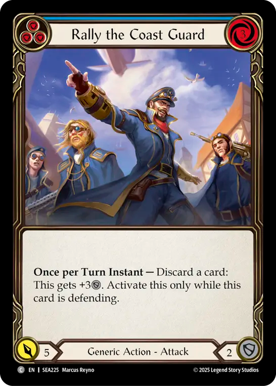 (225) Flesh & Blood TCG High Seas Single: Rally the Coast Guard (Blue) (Regular) Common
