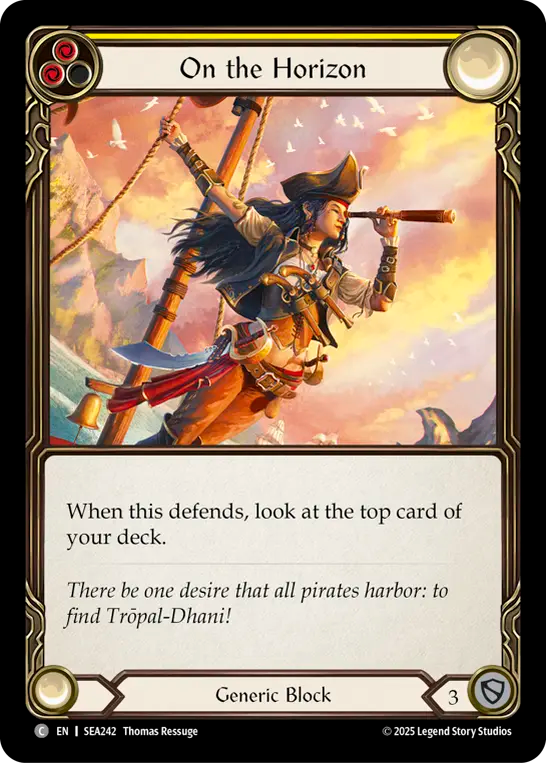 (242) Flesh & Blood TCG High Seas Single: On the Horizon (Yellow) (Rainbow Foil) Common