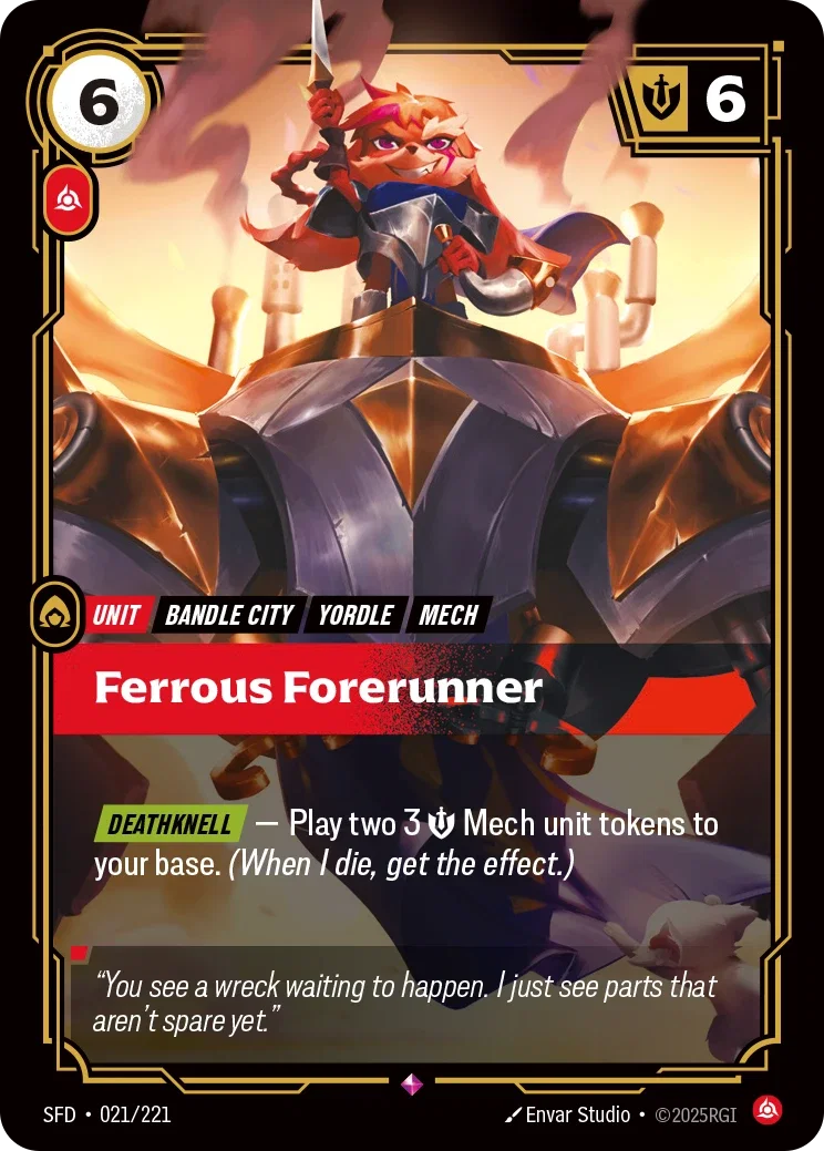 (021/221) Riftbound TCG Spiritforged Single: Ferrous Forerunner Holo Rare