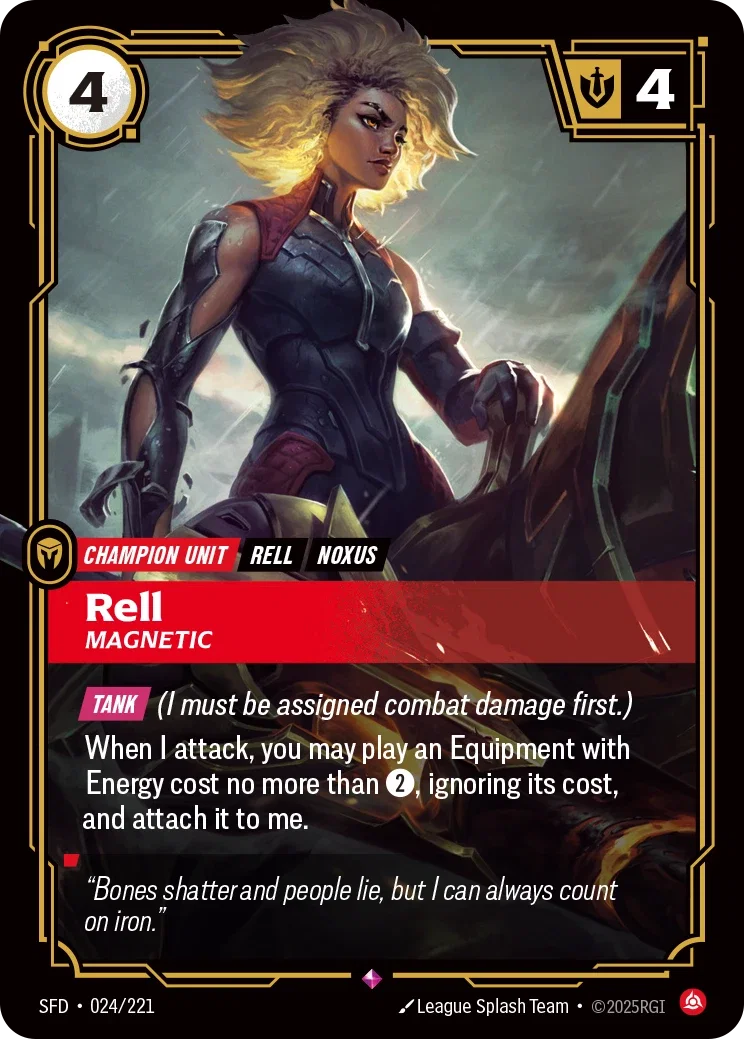 (024/221) Riftbound TCG Spiritforged Single: Rell, Magnetic Holo Rare