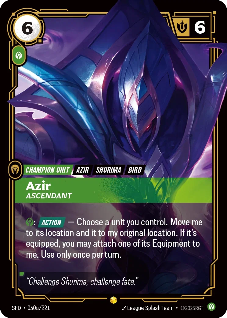 (050a/221) Riftbound TCG Spiritforged Single: Azir, Ascendant (V.2 - Showcase) Holo Showcase