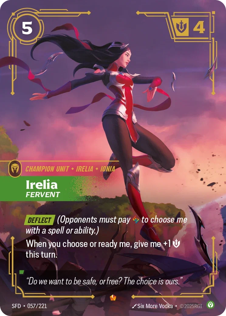 (057/221) Riftbound TCG Spiritforged Single: Irelia, Fervent (V.1 - Epic) Holo Epic
