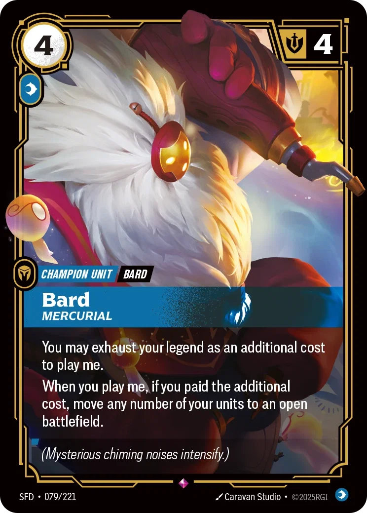 (079/221) Riftbound TCG Spiritforged Single: Bard, Mercurial (V.1 - Rare) Holo Rare