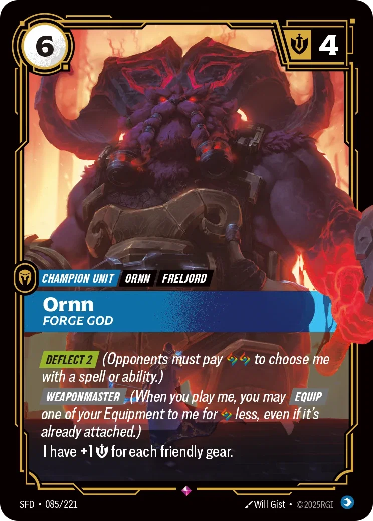 (085/221) Riftbound TCG Spiritforged Single: Ornn, Forge God (V.1 - Rare) Holo Rare