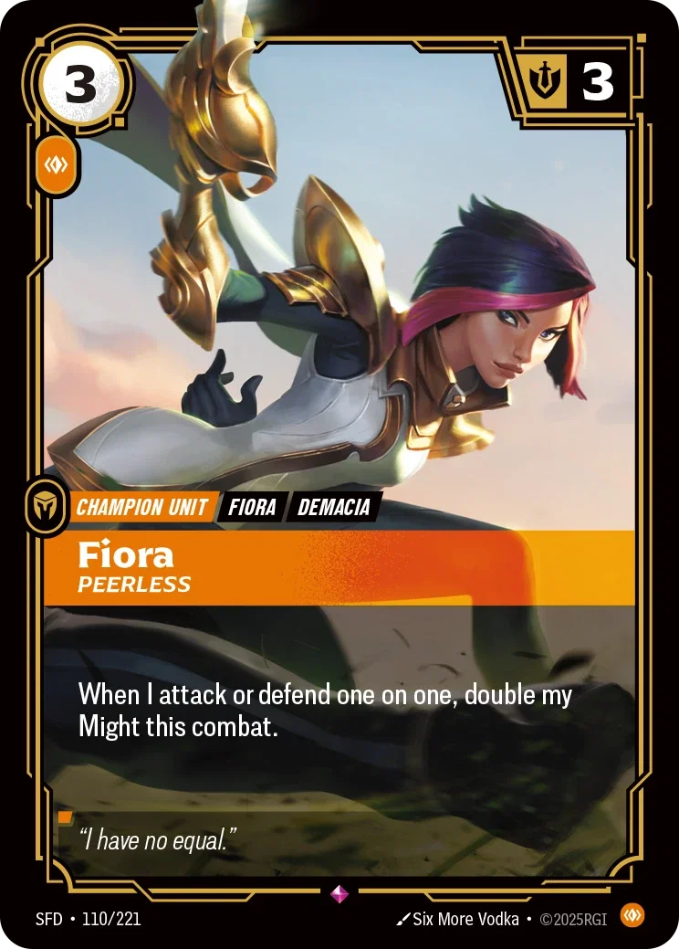 (110/221) Riftbound TCG Spiritforged Single: Fiora, Peerless (V.1 - Rare) Holo Rare