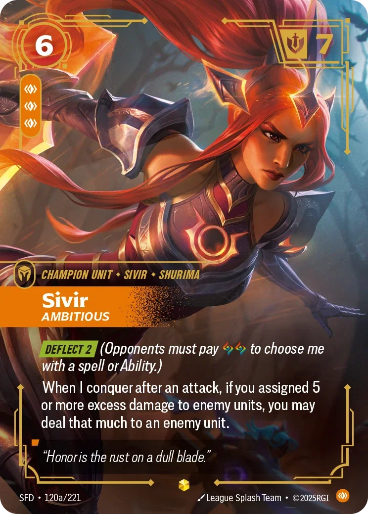 (120a/221) Riftbound TCG Spiritforged Single: Sivir, Ambitious (V.2 - Showcase) Holo Showcase