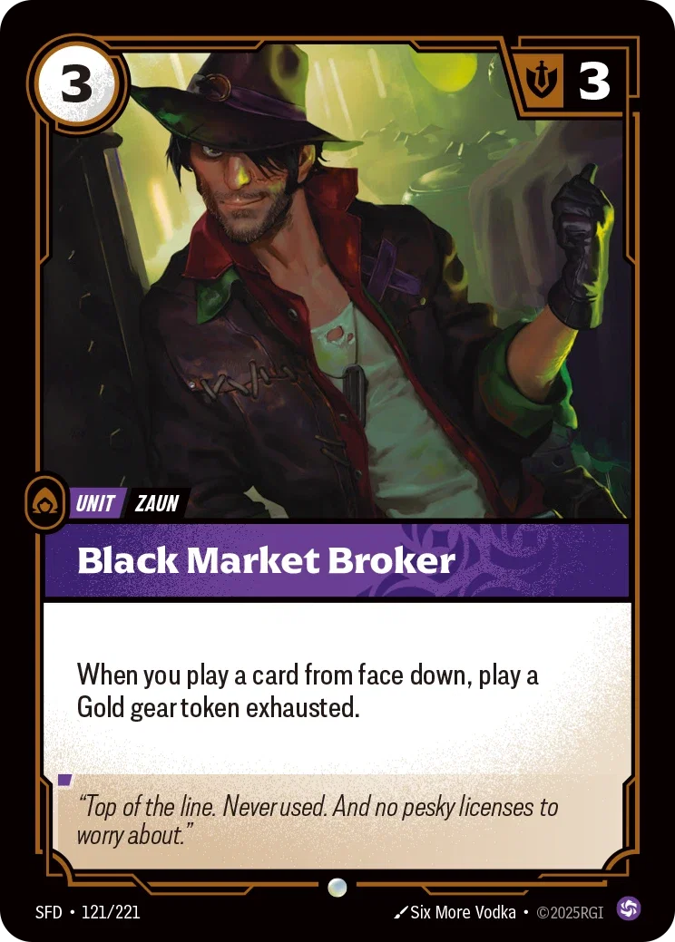 (121/221) Riftbound TCG Spiritforged Single: Black Market Broker Holo Common