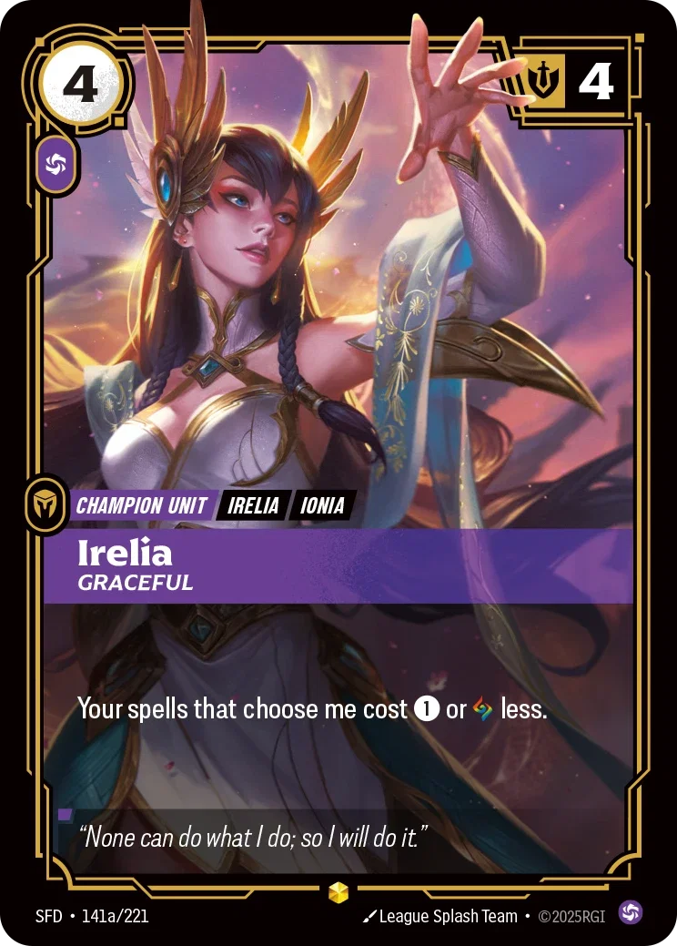 (141a/221) Riftbound TCG Spiritforged Single: Irelia, Graceful (V.2 - Showcase) Holo Showcase