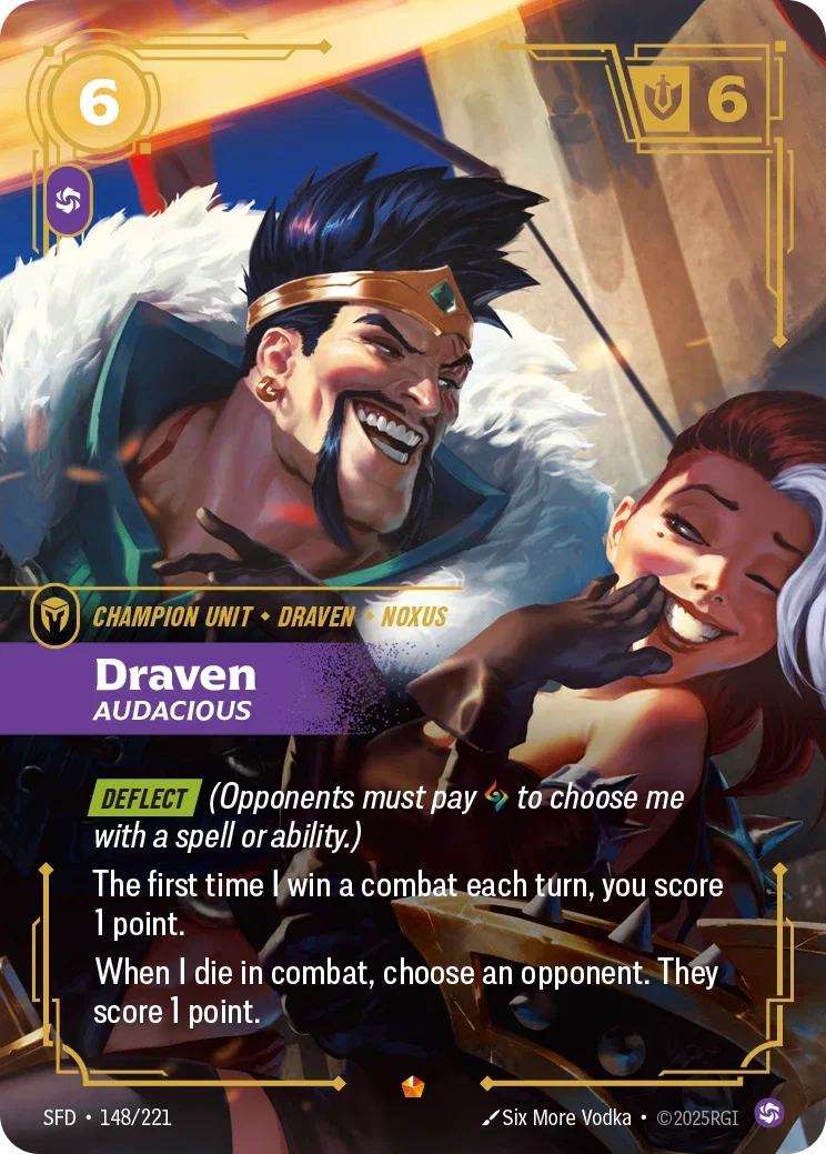 (148/221) Riftbound TCG Spiritforged Single: Draven, Audacious (V.1 - Epic) Holo Epic