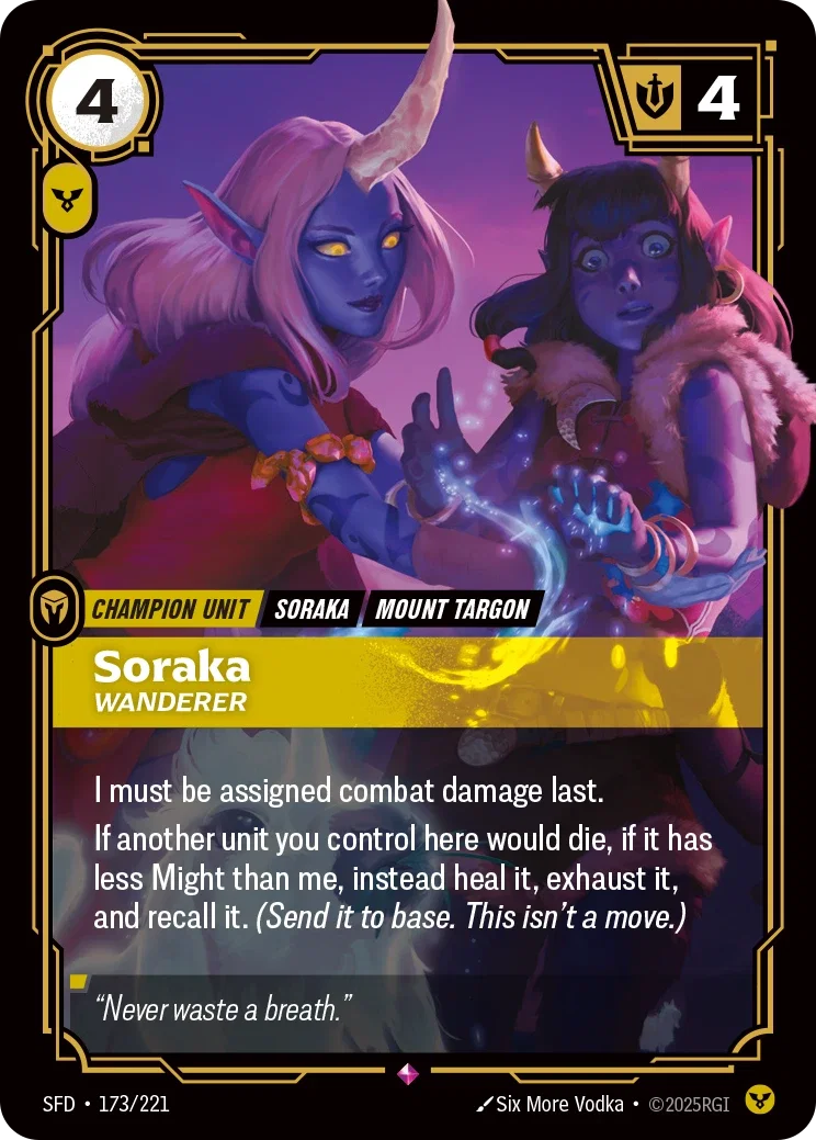 (173/221) Riftbound TCG Spiritforged Single: Soraka, Wanderer (V.1 - Rare) Holo Rare