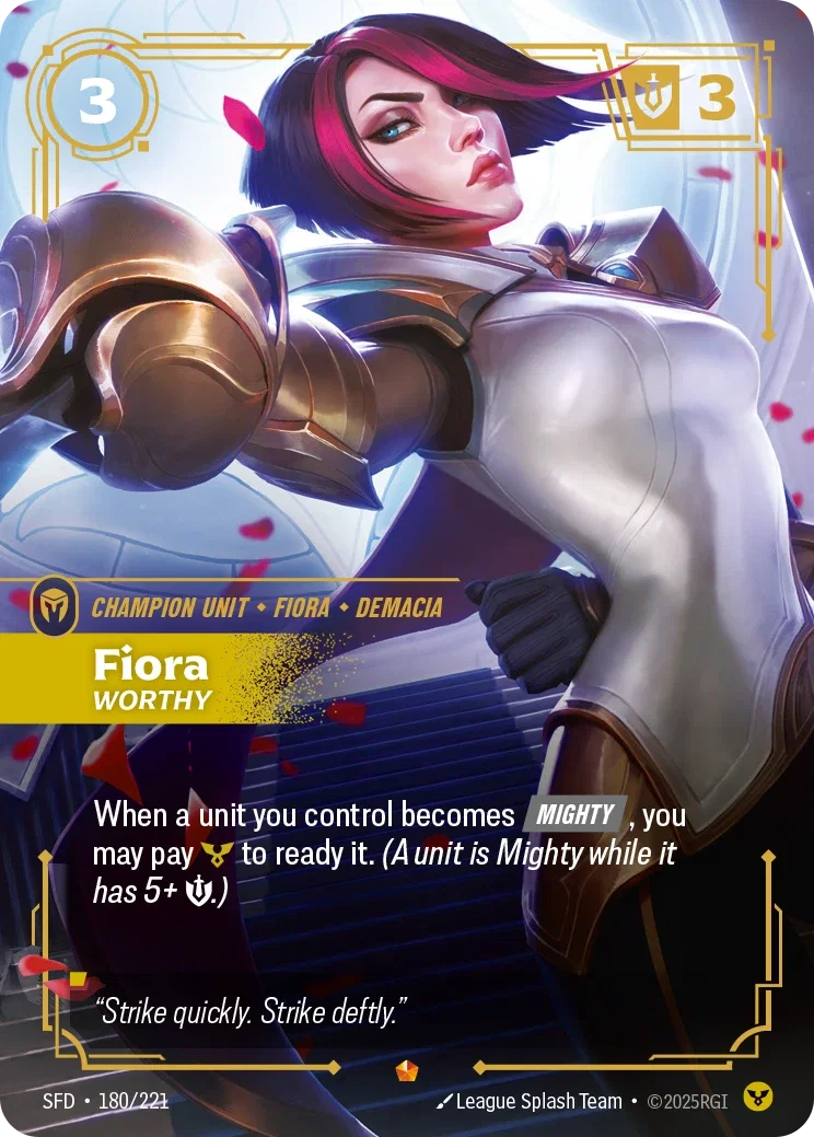 (180/221) Riftbound TCG Spiritforged Single: Fiora, Worthy (V.1 - Epic) Holo Epic