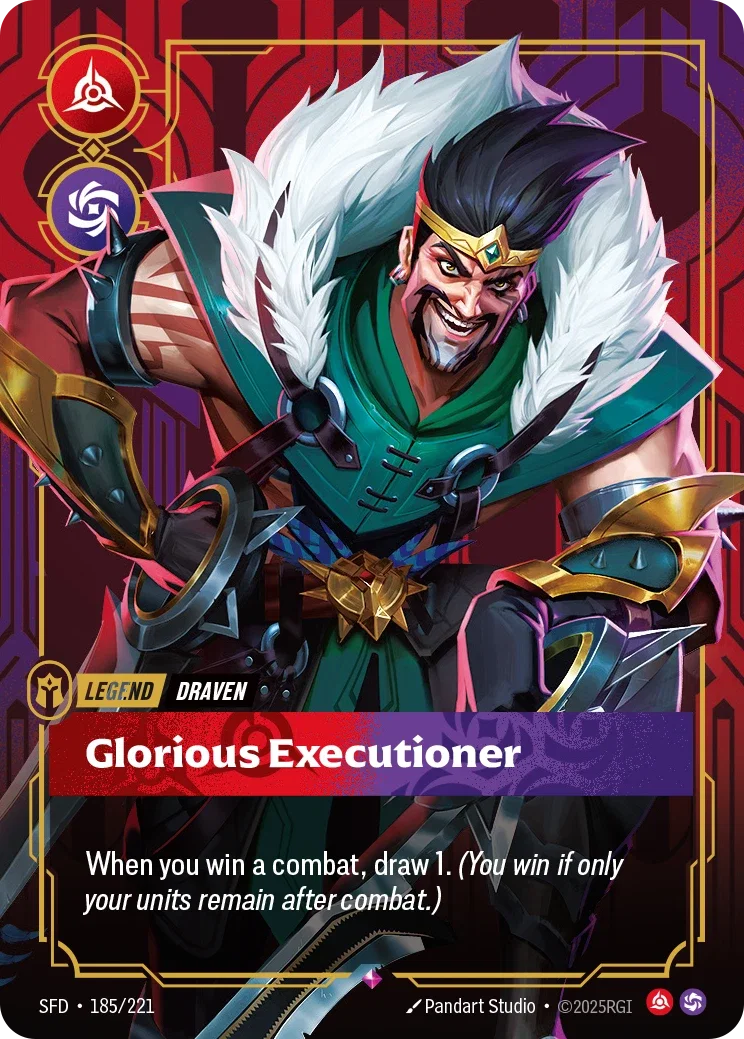 (185/221) Riftbound TCG Spiritforged Single: Draven, Glorious Executioner (V.1 - Rare) Holo Rare