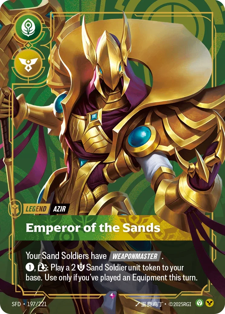 (197/221) Riftbound TCG Spiritforged Single: Azir, Emperor of the Sands (V.1 - Rare) Holo Rare