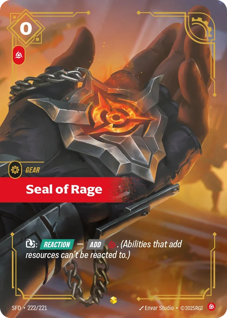 (222/221) Riftbound TCG Spiritforged Single: Seal of Rage Holo Showcase