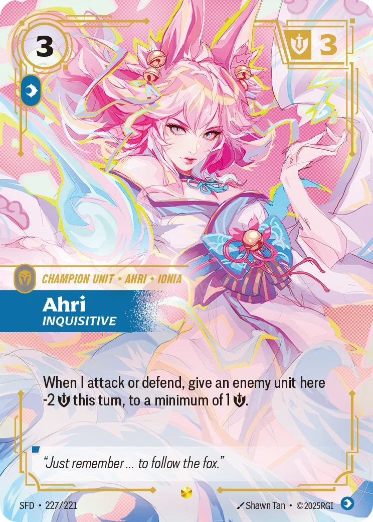 (227/221) Riftbound TCG Spiritforged Single: Ahri, Inquisitive (V.1 - Showcase) Holo Showcase
