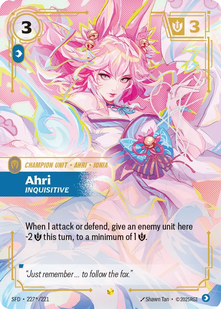 (227*/221) Riftbound TCG Spiritforged Single: Ahri, Inquisitive (V.2 - Signed Showcase) Holo Signed Showcase