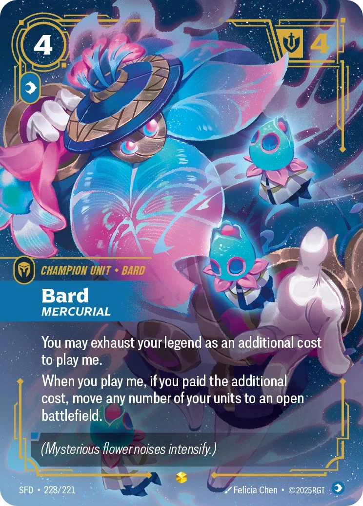 (228/221) Riftbound TCG Spiritforged Single: Bard, Mercurial (V.2 - Showcase) Holo Showcase