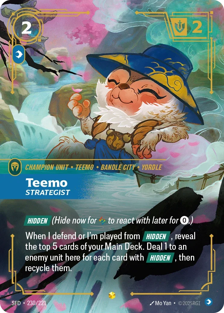 (230/221) Riftbound TCG Spiritforged Single: Teemo, Strategist (V.1 - Showcase) Holo Showcase
