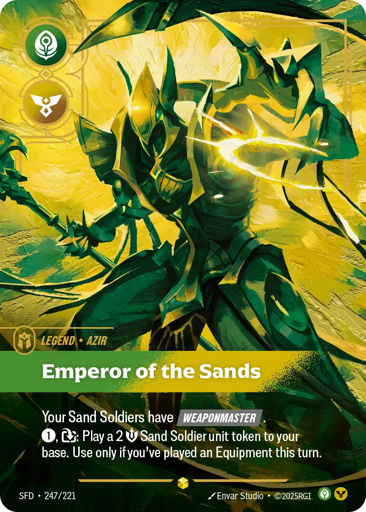 (247/221) Riftbound TCG Spiritforged Single: Azir, Emperor of the Sands (V.2 - Showcase) Holo Showcase