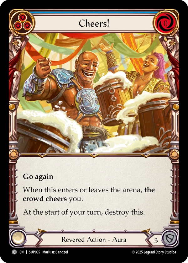 (055) Flesh & Blood TCG Super Slam Single: Cheers! (Rainbow Foil) Common