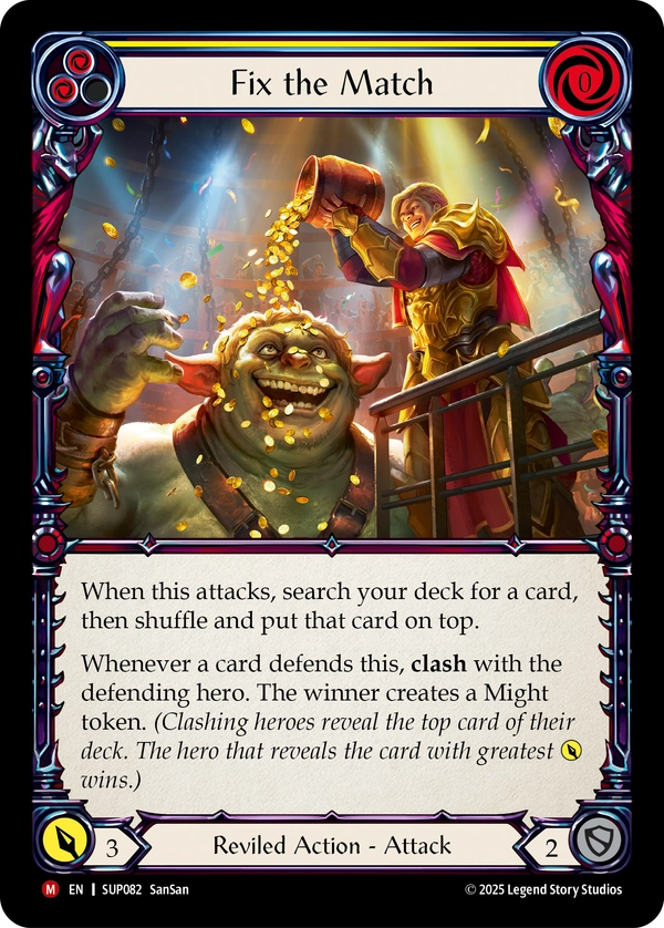 (082) Flesh & Blood TCG Super Slam Single: Fix the Match (Rainbow Foil) Majestic