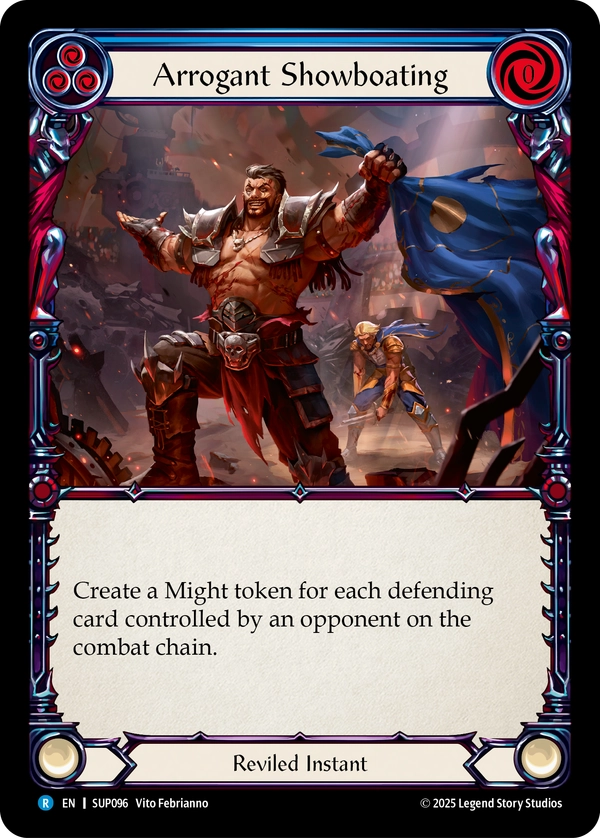 (096) Flesh & Blood TCG Super Slam Single: Arrogant Showboating (Rainbow Foil) Rare