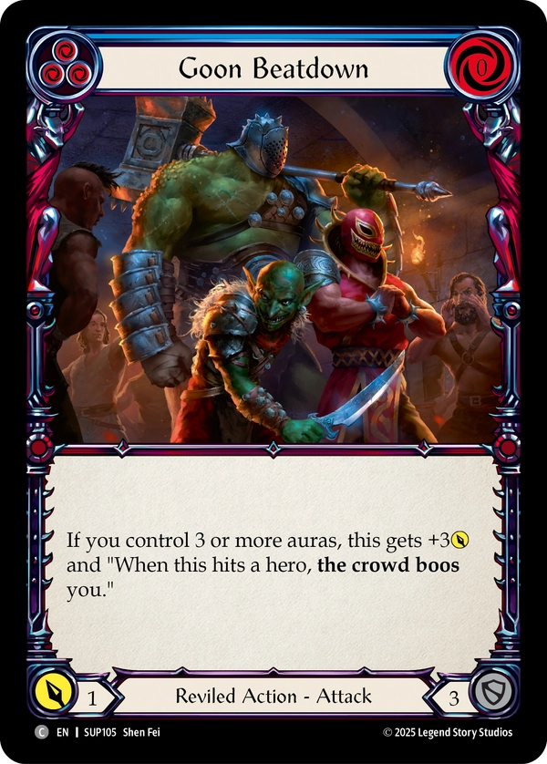 (105) Flesh & Blood TCG Super Slam Single: Goon Beatdown (Rainbow Foil) Common