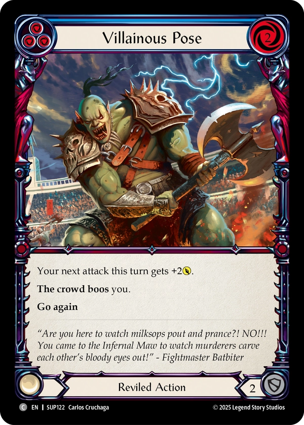 (122) Flesh & Blood TCG Super Slam Single: Villainous Pose (Blue) (Regular) Common