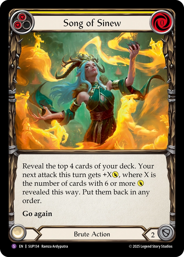 (134) Flesh & Blood TCG Super Slam Single: Song of Sinew (Rainbow Foil) Super Rare