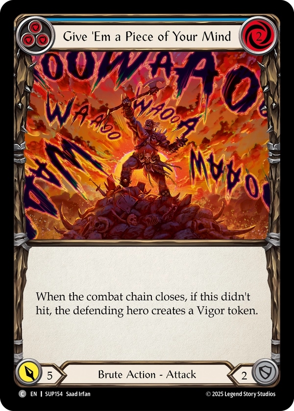 (154) Flesh & Blood TCG Super Slam Single: Give 'Em a Piece of Your Mind (Blue) (Rainbow Foil) Common