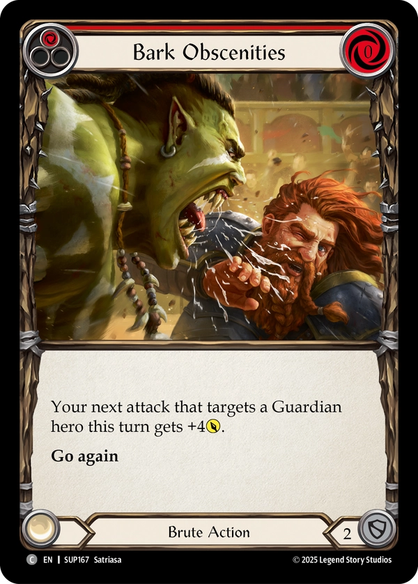 (167) Flesh & Blood TCG Super Slam Single: Bark Obscenities (Rainbow Foil) Common