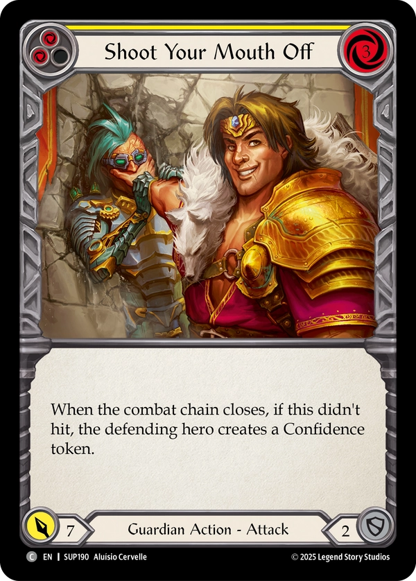 (190) Flesh & Blood TCG Super Slam Single: Shoot Your Mouth Off (Yellow) (Regular) Common