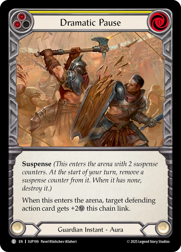 (199) Flesh & Blood TCG Super Slam Single: Dramatic Pause (Yellow) (Regular) Common