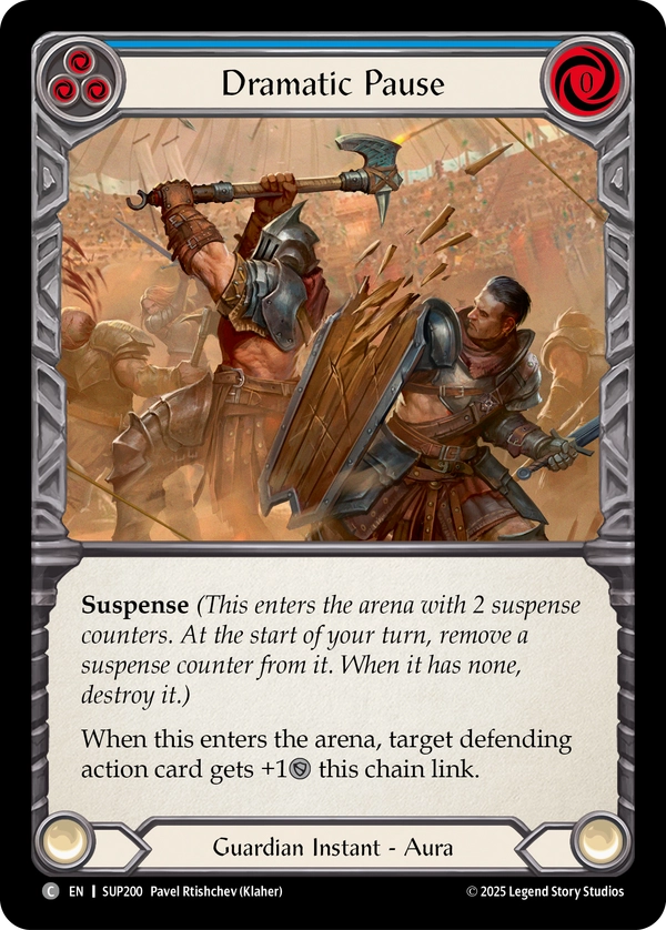 (200) Flesh & Blood TCG Super Slam Single: Dramatic Pause (Blue) (Regular) Common