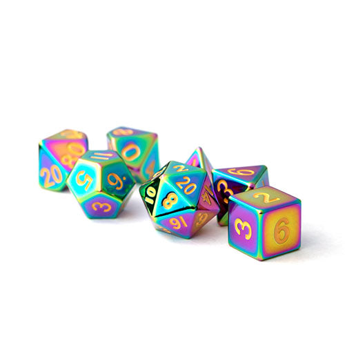 Fanroll - 16mm Metal Polyhedral Dice Set: Torched Rainbow