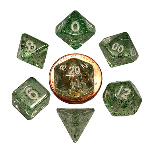 Fanroll - 10mm Mini Polyhedral Dice set - Ethereal Green
