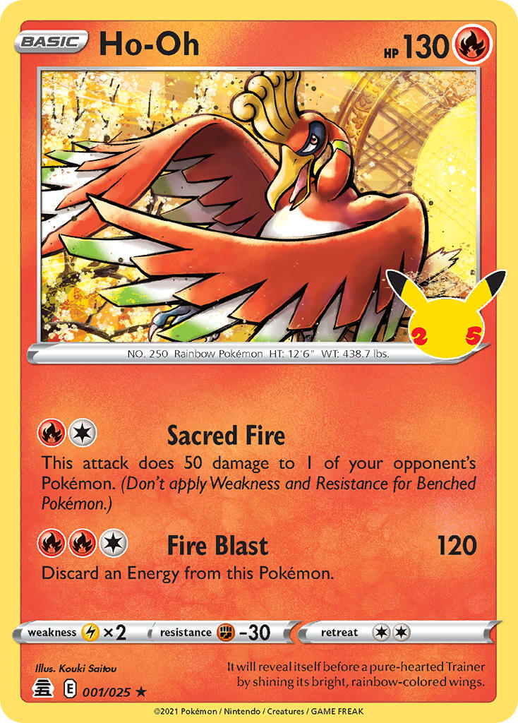 (001/025) Pokemon TCG Celebrations Single: Ho-Oh Holo Rare