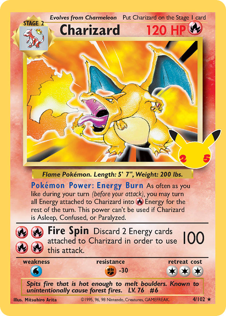 (BS 4) Pokemon TCG Celebrations Single: Charizard Holo Rare