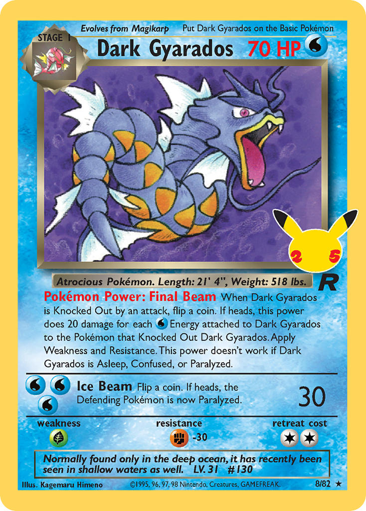 (TR 8) Pokemon TCG Celebrations Single: Dark Gyarados Holo Rare