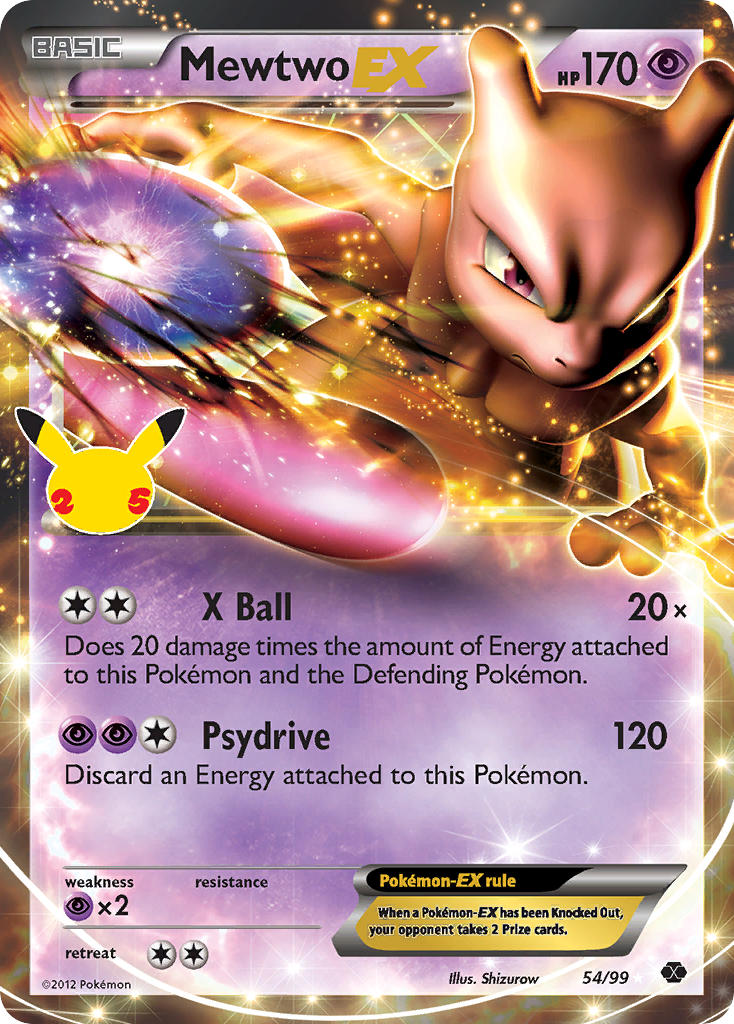 (NXD 54) Pokemon TCG Celebrations Single: Mewtwo EX Ultra Rare