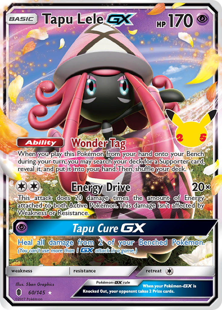 (GRI 60) Pokemon TCG Celebrations Single: Tapu Lele GX Ultra Rare