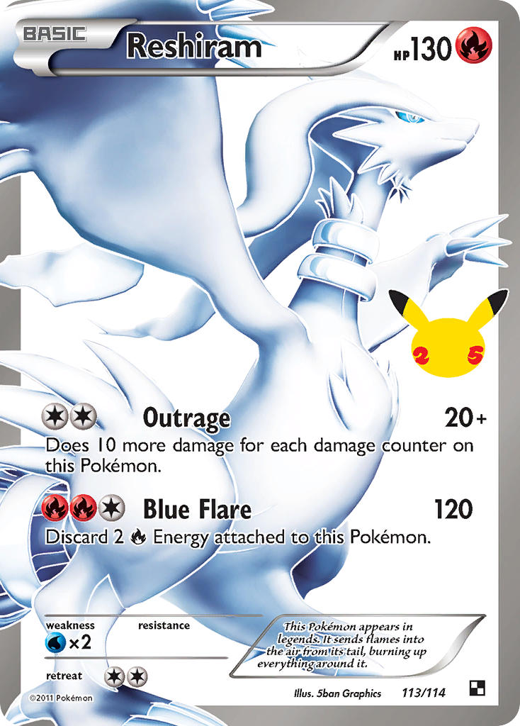 (BLW 113) Pokemon TCG Celebrations Single: Reshiram Ultra Rare