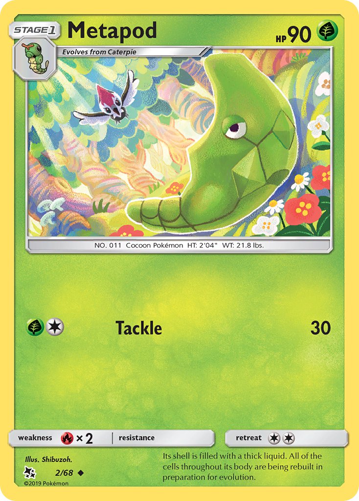 (002/68) Pokemon TCG Hidden Fates Single: Metapod Uncommon