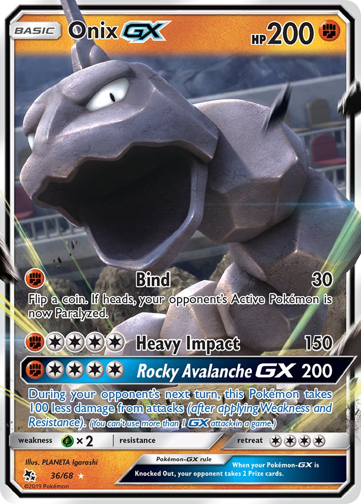 (036/68) Pokemon TCG Hidden Fates Single: Onix GX Ultra Rare