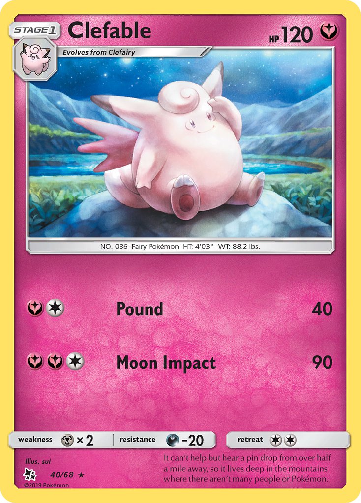 (040/68) Pokemon TCG Hidden Fates Single: Clefable Rare