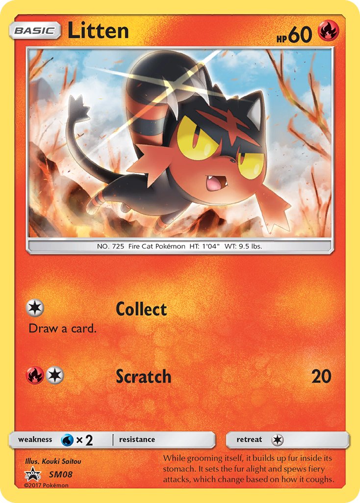 (008) Pokemon TCG SM Black Star Promos Single: Litten Promo