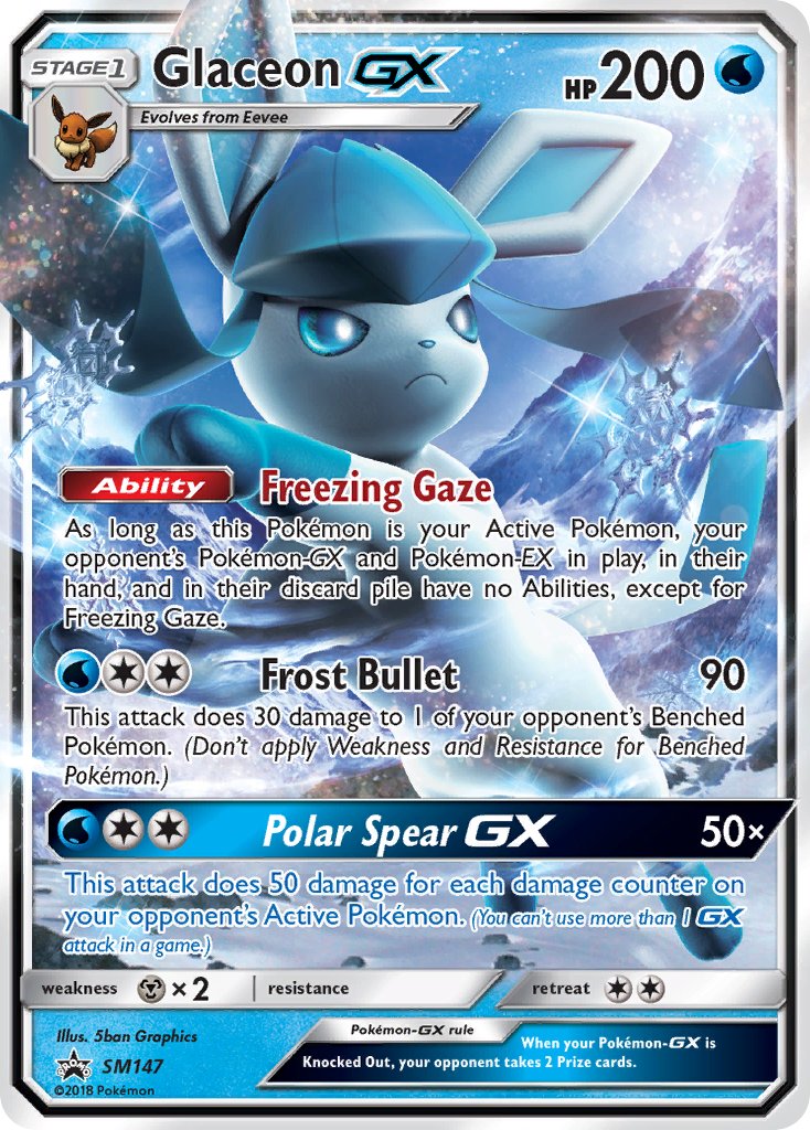 (147) Pokemon TCG SM Black Star Promos Single: Glaceon GX Promo