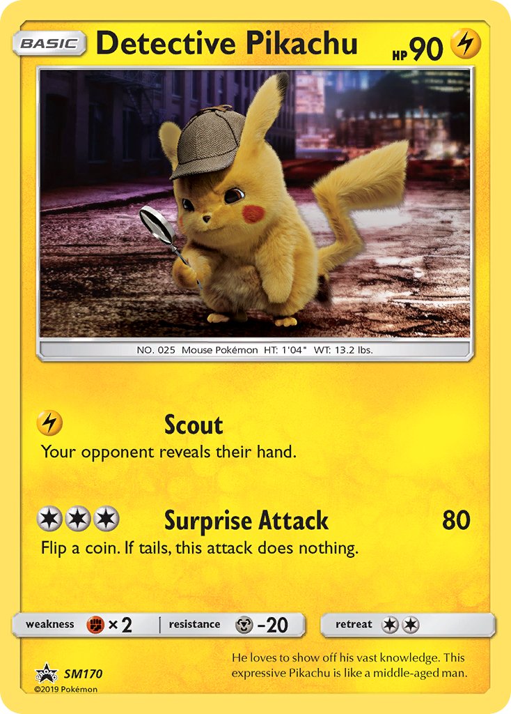 (170) Pokemon TCG SM Black Star Promos Single: Detective Pikachu Promo